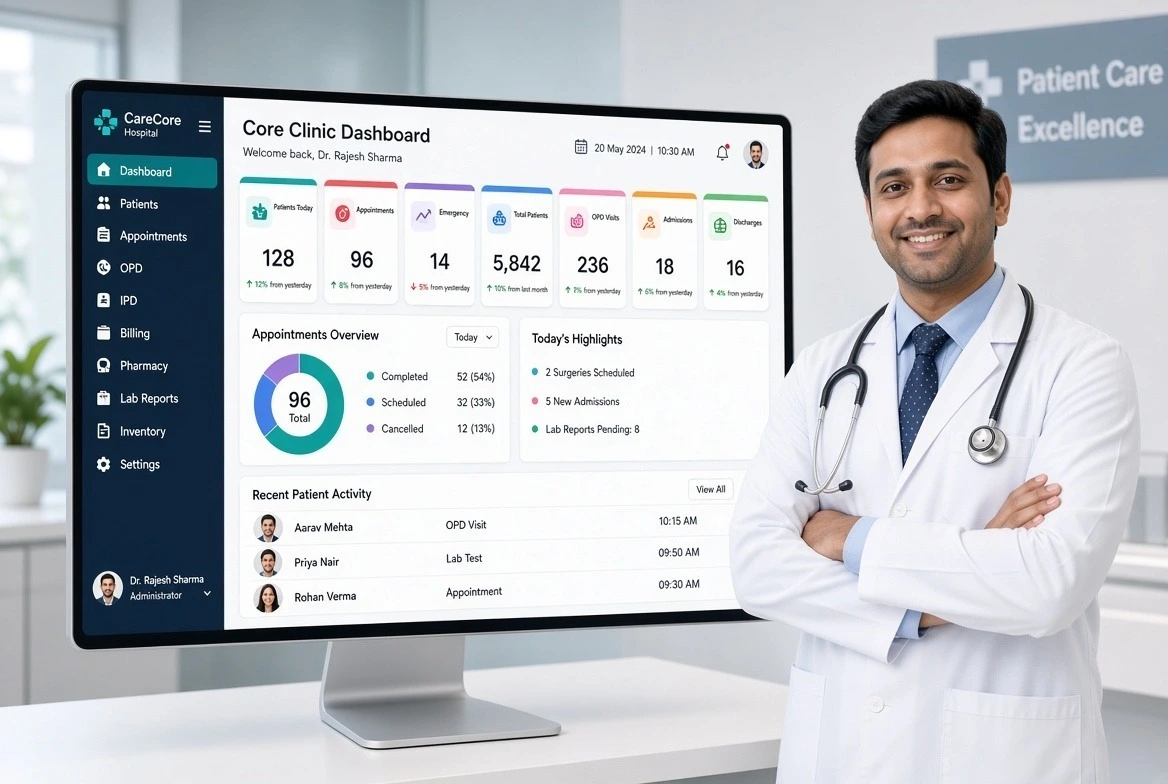 MEDI+ HMS — Smarter hospital management dashboard with doctor